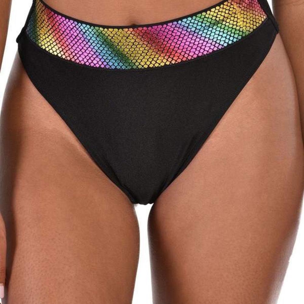 Iheartraves Black rainbow high cut bottoms